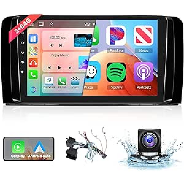 【8 Kern 2+64G】 Hodozzy Carplay Autoradio Mercedes-Benz R Klasse W251 R280 R300 R320 R350 2005-2017 Android Autoradio ar Navi, 9 Zoll Touchscreen un Android Auto/WiFi/GPS/RDS/FM/USBlue/Dtooth