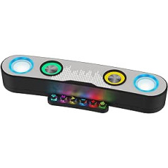 AURTEC RGB Gaming Bluetooth datora skaļrunis, 10 W, jaudīga zemā skaņa un HD True Wireless Stereo, Bluetooth 5.0, FM radio, integrēts mikrofons, AUX, TF karte