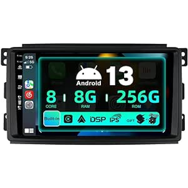 SXAUTO ¦ 8G + 256G ¦ Android 12 IPS automašīnas radio priekš Benz Smart Fortwo 451 (2005-2010) — iebūvēta Carplay/Android Car/DSP — LED kamera + MIC — DAB stūres vadība Fast Boot 360-CAM WiFi — 2 DIN 9