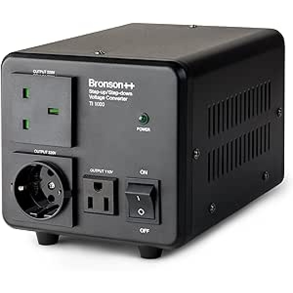 Bronson++ TI 110 voltu sprieguma pārveidotājs / ASV transformators - In: 100-120 vai 220-240 Volt/Out: 110 un 220 Volt - Bronson gredzenveida serdeņa transformators.