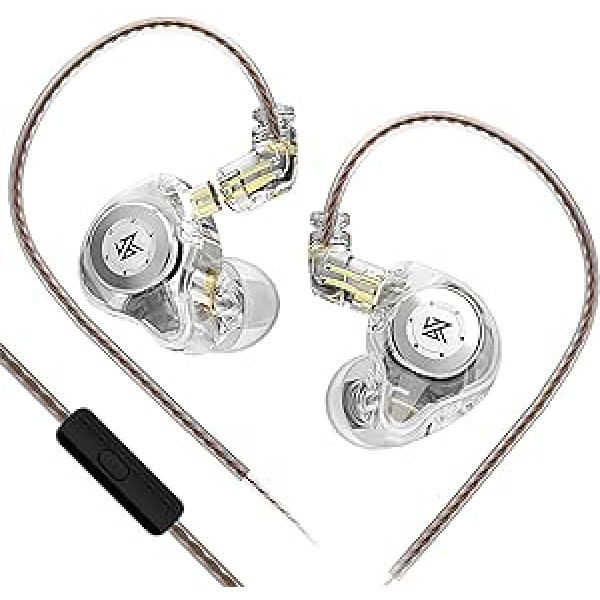 Yinyoo KZ EDX PRO austiņas ar 1DD, EDX PRO vadu in-ear austiņām, HiFi, dziļu basu skaņu ar 1DD, 10 mm dinamisko draiveri, austiņas pār ausīm ar noņemamu kabeli (balts, ar mikrofonu)