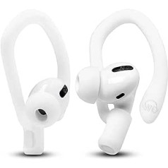 WC HookZ — uzlaboti āķi virs auss priekš AirPods Pro un AirPods 1, 2 un 3 — iekļauti 2 izmēra pāri, unikāls kreisais un labais āķis, ko izgatavojis Wicked Cushions | Ziemas balts