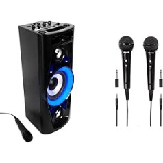 REFLEXION PS07BT Mobile Disco Sound Machine Black & Thomson 131772 2X Dynamic Microphone M135D (Twin Pack, Cardioid Characteristic, 3,5 mm Jack spraudnis, Kabeļa garums 3 m) Melns