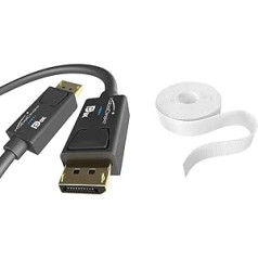 KabelDirekt — 8K DisplayPort kabeļa versija 1,4–3 m + KabelDirekt — Velcro kabeļu saites, piemēram,