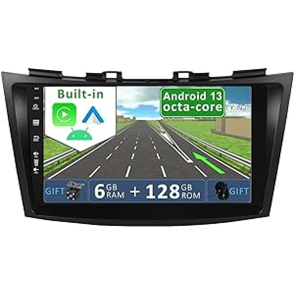 YUNTX [6 GB + 128 GB] Android 12 automašīnas radio, kas paredzēts Suzuki Swift/Ertiga (2008-2017) - [Integrēta CarPlay/Android Car/DSP/GPS]-9 collu IPS 2.5D kamera + MIC-DAB/Mirror Link/Bluetooth 5.0/ 360 kamera/stūre