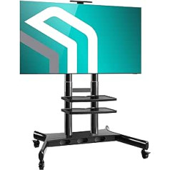 ONKRON TS1881-B Mobile TV Stand Height Adjustable for 50 - 86 Inch TVs up to 105 kg - TV Stand with Wheels - VESA 800 x 500 - TV Stand TV Stand Wheels Black