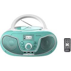 Roxel RCD-S70BT pārnēsājams Boombox CD atskaņotājs ar Bluetooth, tālvadības pults, FM radio, USB MP3 atskaņošana, 3,5 mm AUX ieeja, austiņu ligzda, LED displejs (zils)