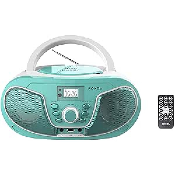 Roxel RCD-S70BT pārnēsājams Boombox CD atskaņotājs ar Bluetooth, tālvadības pults, FM radio, USB MP3 atskaņošana, 3,5 mm AUX ieeja, austiņu ligzda, LED displejs (zils)