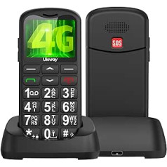 uleway 4G vecākais mobilais tālrunis bez līguma, vecāko tālruņu lielās pogas, mobilā tālruņa pogas Mobilais tālrunis ar 1,7 collu LCD, SOS funkciju, USB-C, kabatas lukturītis un uzlādes stacija, Nano SIM izmantošana