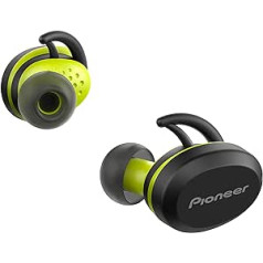 Pioneer E8TW-Y patiesi bezvadu Bluetooth ieliekamās sporta austiņas 3 stundu atskaņošanas laiks vienā uzlādē Dzeltens