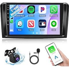 CAMECHO 2+64G Android 13 automašīnas radio priekš Mercedes Benz W164 X164 ML350 ML500 ML280 GL320 GL350 GL450 2005-2011, 9 collu ekrāna automašīnas radio Bluetooth ar bezvadu Carplay/Android automašīnas GPS WiFi Hi-Fi