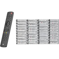 One For All Contour TV Universal Remote Control TV - Control of TV/Smart TV - Guaranteed to Work with All Manufacturers Brands - URC1210 & Amazon Basics AAA Industrial Alkaline Batteries, Pack of 40