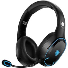 PHOINIKAS bezvadu Bluetooth austiņas uz auss ar Bluetooth 5.3 un diviem mikrofoniem, 7.1 stereo skaņu, 30 stundu atskaņošanas laiku, LED, salokāmas ceļojumiem/darbam/klēpjdatoriem/mobilajiem tālruņiem