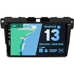 BXLIYER Android 12 Car Radio piemērots Mazda CX-7 (2008-2015) - Iebūvēta CarPlay Android Car - Bezmaksas atpakaļgaitas kamera - 2G + 32G - IPS 9 collas 2 DIN - DAB stūres vadība 4G WiFi Fast Boot DSP