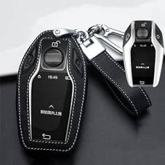 HIBEYO Smart Car Key Case Piemērots BMW Cover aizsargatslēgas korpusa vāciņam Govs āda priekš BMW New 5 Series 7 Series i8 730li 740li 750li New X3 Key Box Auto piederumi Tālvadības pults Melns