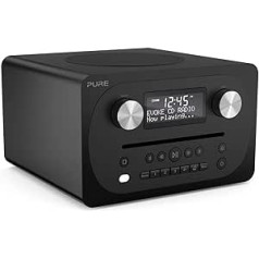 Pure Evoke C-D4 All-in-One-Musikanlage (CD, DAB/DAB+, Digitalradio, UKW-Radio, Internetradio, Bluetooth, Weckfunktionen und Sleep-Timer, 20 Senderspeicherplätze, AUX), Siena Schwarz