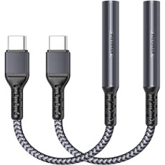 C tipo USB ausinių adapteris, „Maxonar“ atnaujintas USB C iki 3,5 mm lizdo „Dongle Digital“ į analoginį Aux garso konverteris, skirtas Galaxy S22/S22+/S21 S20 Note 20 10 S10 S9 Pad Pro Pixel 5, Pad Mini 6-Grey