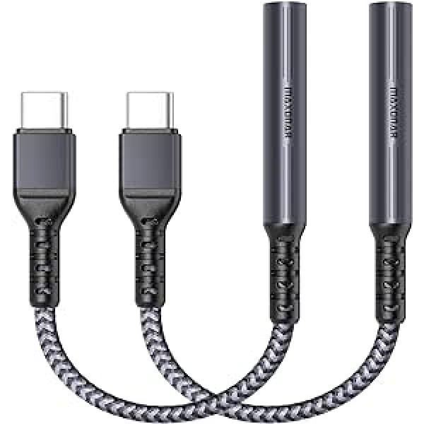 C tipa USB austiņu adapteris, Maxonar jaunināts USB C līdz 3,5 mm ligzdas sargspraudnis no digitālā uz analogo papildu audio pārveidotājs Galaxy S22/S22+/S21 S20 Note 20 10 S10 S9 Pad Pro Pixel 5, Pad Mini 6 pelēks