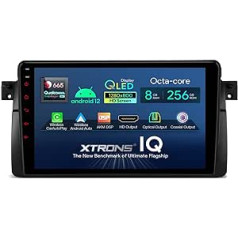 XTRONS 9 collu QLED Android 12 automašīnu radio Qualcomm 665 astoņkodolu 8 GB 256 GB iebūvēts 4G LTE CarAutoPlay Android automašīnas AKM DSP HD izeja, izvēles OBD DVR DAB TPMS, kas paredzēta BMW E46 M3 (IQP9246BP)