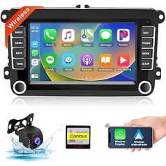 Podofo Car Radio Android 13 ar 7 collu ekrānu priekš VW Golf Tiguan Polo Skoda Passat Wireless Carplay Android Car 2 DIN 1 + 32G ar AHD atpakaļgaitas kameru FM/RDS Bluetooth ar 36/40 kontaktu kabeli