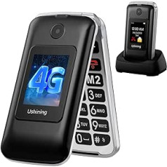 CHAKEYAKE 4G vyresnysis mobilusis telefonas be sutarties, sulankstomas mobilusis telefonas su dideliu 2,8 colio + 1,77 colio ekranu, dviem SIM dideliais mygtukais Mobilusis telefonas su SOS pagalbos skambučio mygtuku, 1200