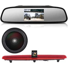 18 mm objektīvs Augstākās kvalitātes automašīnas trešā jumta oriģinālā bremžu gaismas atpakaļgaitas kamera, nomaiņa VW T5 Bus Transporter Multivan Caravelle Business ar bagāžas nodalījuma durvīm 2003-2015 (ar 4,3 collu atpakaļskata spoguli)