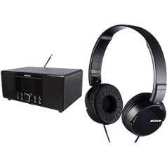 Grundig DTR 7000 All-in-One interneta radio melns un Sony MDR-ZX110 salokāmas virs galvas austiņas, melnas