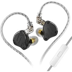 Yinyoo KZ ZS10 PRO X vadu in-ear austiņas, ZS10 PRO X monitora austiņas ar jauninātiem 4BA 1DD draiveriem, noņemams 0,75 mm 2 kontaktu kabelis (x melns, ar mikrofonu)