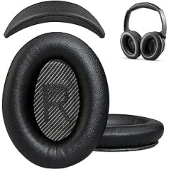 Rezerves ausu spilventiņi un rezerves galvas stīpas spilvens Bose QuietComfort 35 (QC35) un Quiet Comfort 35 II (QC35 II) austiņām (QC35-QC35 II, melns)