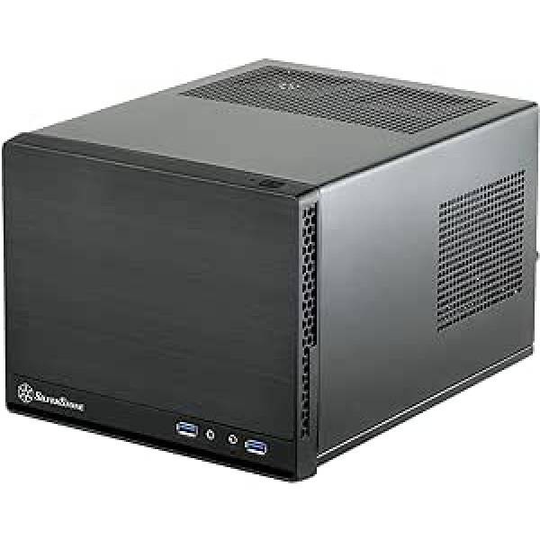 SilverStone SST-SG13B-Q - Sugo Mini-ITX kompaktes Cube Gehäuse, Plastik-Frontblende mit Faux-Aluminium-Oberfläche, schwarz