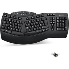 perixx PERIBOARD-612 Large Ergonomic Wireless Keyboard 2.4GHz Connection and Bluetooth 4.0 for Windows and Mac - Black, AZERTY