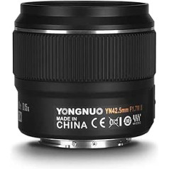 YONGNUO YN42.5mm F1.7M II platleņķa objektīvs F1.7 melns — saderīgs ar Micro 4/3 Mount, Panasonic un Olympus