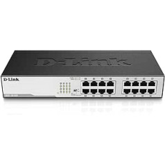 D-Link DGS-105 5 portu slāņa 2 gigabitu slēdzis (līdz 2000 Mbit/s datu pārsūtīšana uz vienu portu, vienkārša Plug & Play instalēšana, enerģijas taupīšanas funkcijas, bez ventilatora, metāla korpuss)