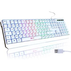 KLIM Chroma AZERTY franču izkārtojuma spēļu tastatūra — vadu tastatūra ar LED fona apgaismojumu