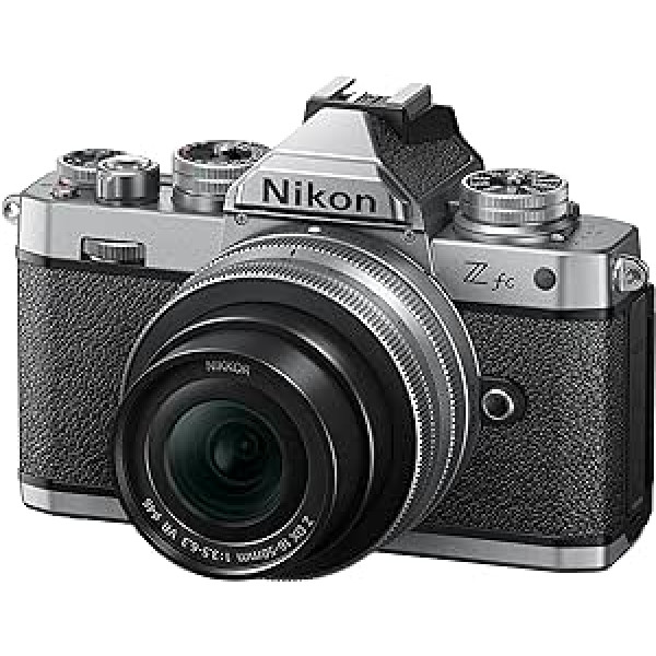 Nikon Z fc Kit Z DX 16–50 mm 1:3,5–6,3 VR Silver Edition (20,9 MP, OLED skatu meklētājs ar 2,36 miljoniem pikseļu, 11 kadri sekundē, hibrīda AF ar fokusa palīgu, ISO 100–51,200, 4K UHD video)