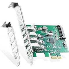 Binardat PCIE līdz 4 portiem USB 3.0 paplašināšanas kartes barošanas neatkarīgs zema profila kronšteins operētājsistēmai Windows 10/11