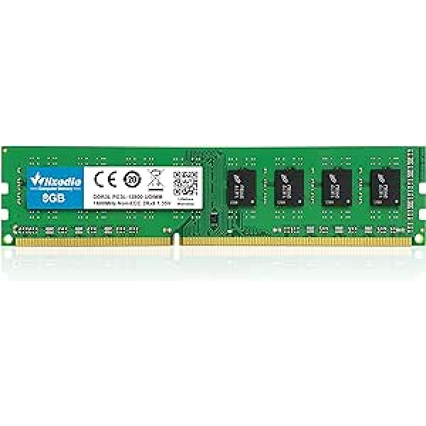 DDR3/DDR3L 8GB galddatora atmiņa 1600MHz CL11 DIMM Wlizedle galddatora RAM PC3-12800 /PC3L-12800 240-pin 1,35V/1,5V galddatora atmiņa mājas datoram, zaļa