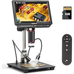 4K skaitmeninis mikroskopas, Elikliv EM4K 8 colių monetinis mikroskopas 2000x, 52MP HDMI mikroskopas, litavimo mikroskopas suaugusiems, LCD mikroskopas elektronikai taisyti, 3840p UHD vaizdo mikroskopas, 10 colių