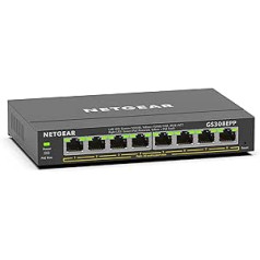 NETGEAR GS308EPP PoE slēdzis 8 portu Gigabit Ethernet LAN slēdzis PoE+ 123 W Plus (pārvaldīts tīkla slēdža PoE ar IGMP Snooping, QoS, VLAN, bez ventilatora metāla korpuss)