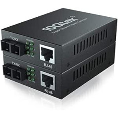 10Gtek® [Pack of 2] Gigabit Ethernet Media Converter, with Built-in 1Gb Multi-Mode SC Transceiver, Multi-Mode Dual SC Fiber Connector, 850nm, 550 Metres