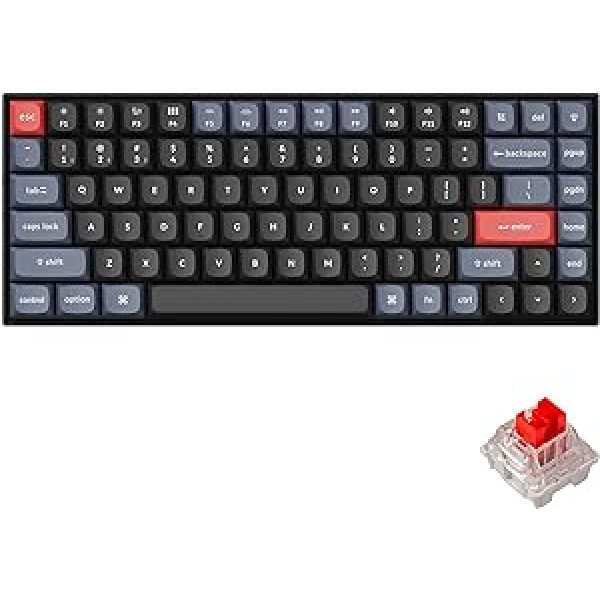 Keychron K2 Pro QMK/VIA bezvadu mehāniskā tastatūra, karsti maināms sarkans K Pro slēdzis ar 75% pielāgotiem programmējamiem makro izkārtojumiem, RGB, PBT Mac Windows Linux taustiņu vāciņi