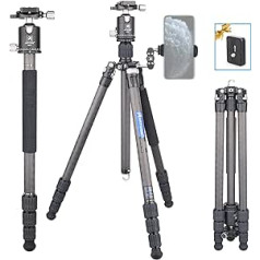 ARTCISE kameras statīvs no oglekļa šķiedras, 170 cm, viegls, pārnēsājams, ceļojumu kamerai, monopods ar 360 grādu lodīšu galvu un divām 6,35 mm Arca Swiss ātrās atbrīvošanas plāksnēm, slodze līdz 15 kg