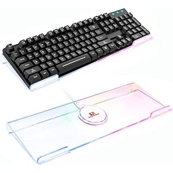 MAMBASNAKE noliekts datora tastatūras statīvs, tastatūras stāvvada turētājs, ergonomisks datora tastatūras turētājs 90% 100% pilna izmēra tastatūrai, 366 RGB aizmugurgaismojuma dzidra akrila tastatūras paliktnis spēlēm un rakstīšanai