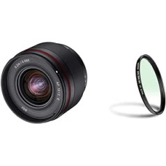 SAMYANG AF 12 mm F2.0 E objektīvs Sony E — automātiskā fokusa APS-C platleņķa fiksēta fokusa garuma objektīvs Sony E Mount APSC, melns, 23072 un Walimex Pro UV filtrs Slim MC 62 mm