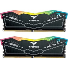 TEAMGROUP T-Force Delta RGB DDR5 32GB rinkinys (2x16GB) 6400MHz (PC5-51200) CL40 Desktop atminties modulis RAM (juodas), skirtas Z690 - FF3D532G6400HC40BDC01