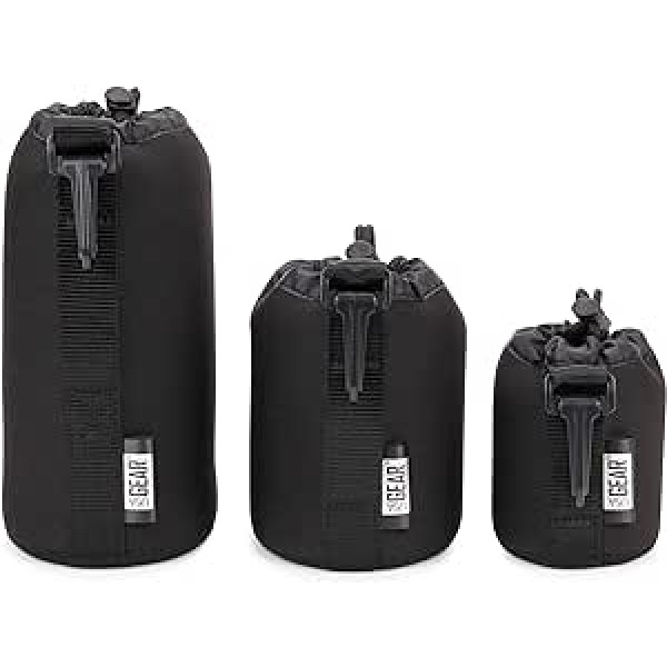 USA Gear Lens Case - 3 Pack, black, Compatible