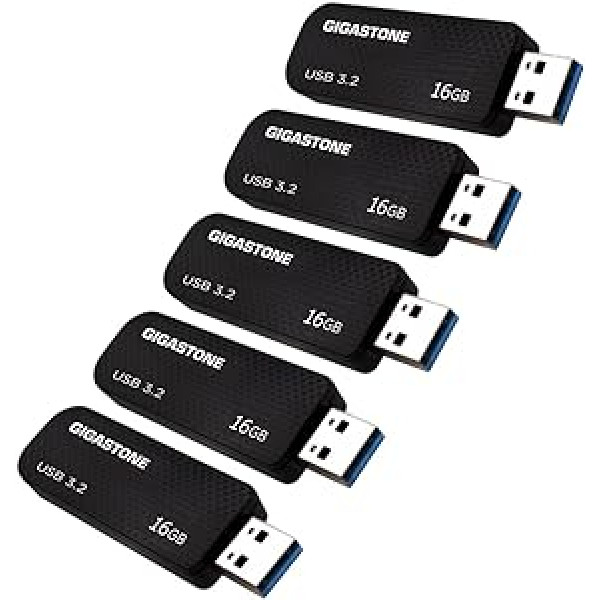 Gigastone Z30 16 GB 5 pack USB 3.0 zibatmiņas disks ar liela ātruma, uzticamas veiktspējas izvelkamo atslēgu, ideāli piemērots PC Mac datoram, mini USB zibatmiņas diski, ūdensizturīgi un izturīgi bez vāciņa