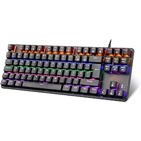 Rii Gaming Keyboard, Mechanical Keyboard with 88 Keys, Keyboard Gaming Blue Switch for Win98/XP/2000/ME/Vistar/Win7/Win8/Win10, Black