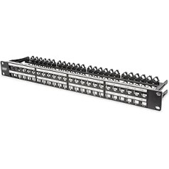 DIGITUS Patchpanel - Modulinis - Für Keystone modulis - 19-Zoll - 48-Port - Geschirmt - Rack-Montage 1HE - Schwarz