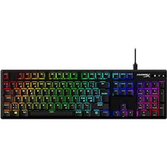 HyperX Alloy Origins PBT mehāniskā spēļu tastatūra, PBT taustiņu vāciņi, taustiņu vāciņi, RGB, HyperX mehāniskie slēdži, slēdži, kompakti, pārnēsājami, izturīgs alumīnija korpuss, regulējamas kājas